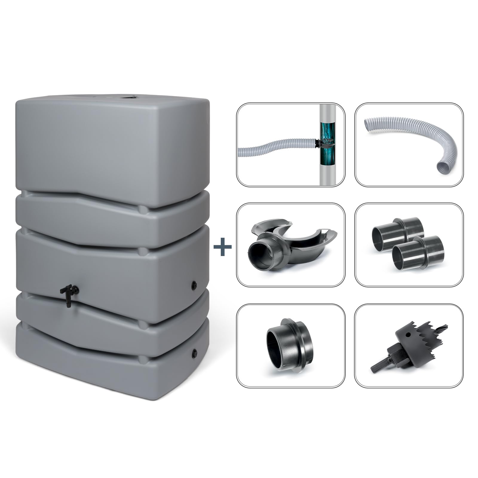 Kreher XXL Wassertonne Aqua Tower 450 L, Grau