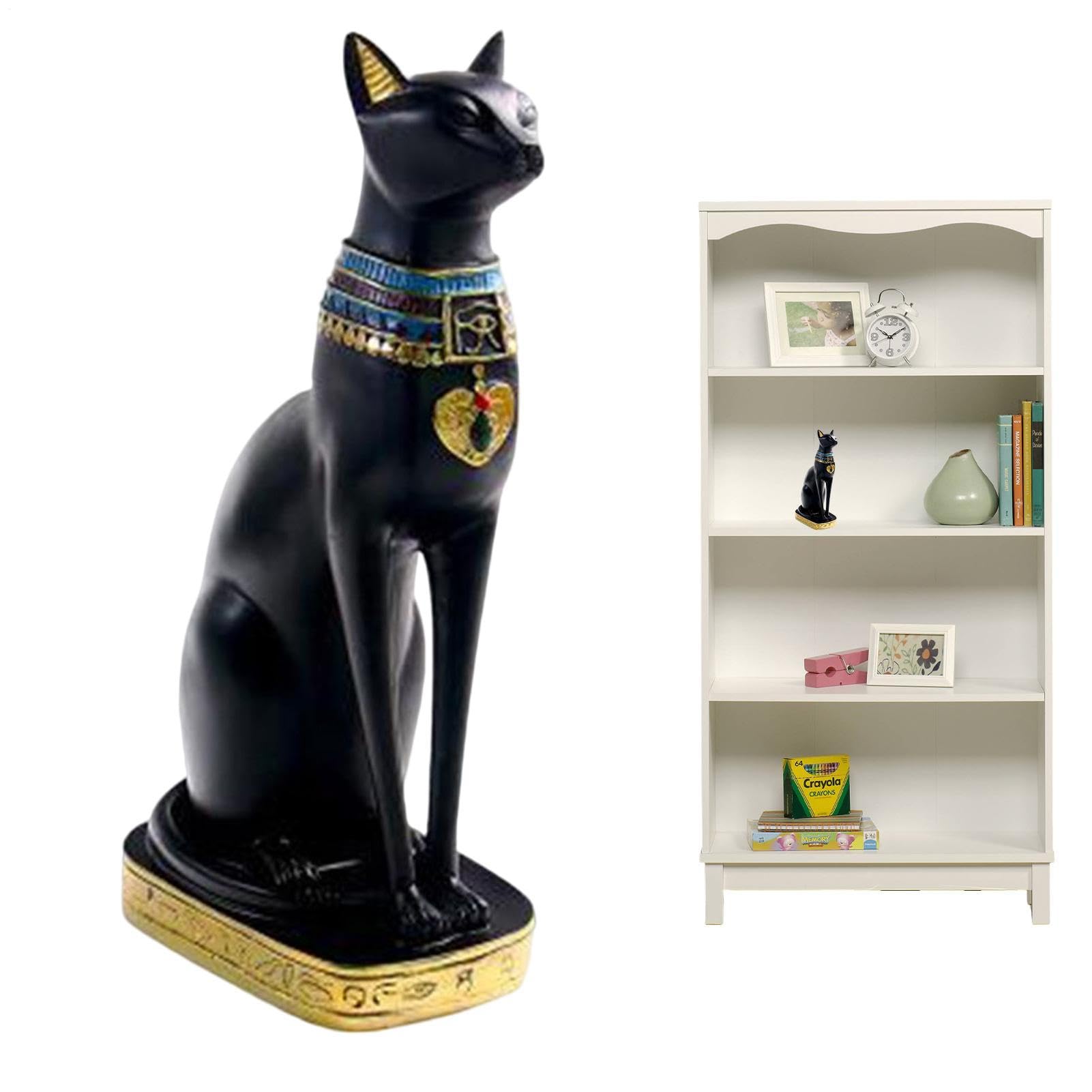 Déesse antique assise chat protecteur aux finitions dorees de luxe