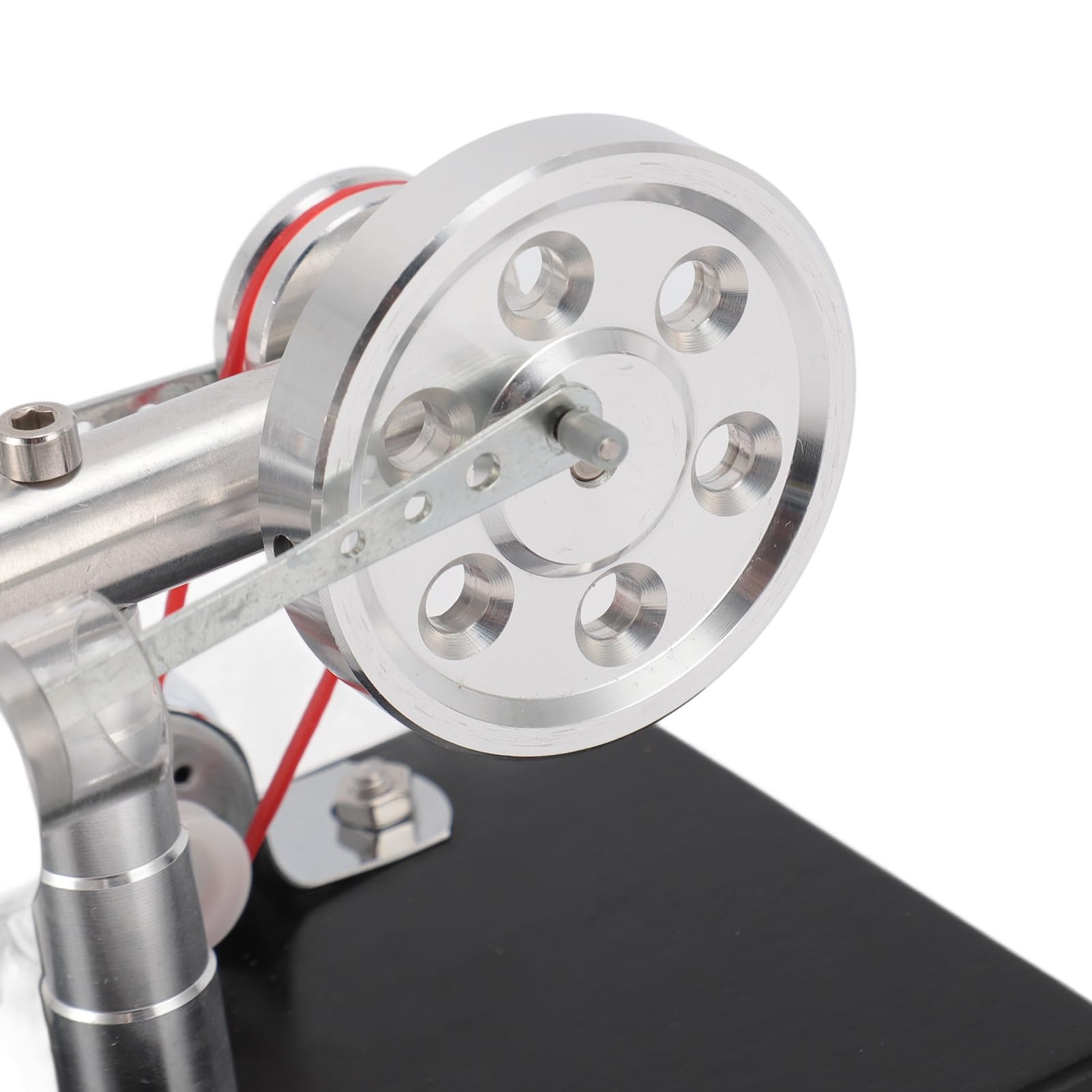 Modello di Motore Sterling Generatore di Energia Elettrica a Luce LED Colorata per Giocattoli Educativi Materiale Piastra di Base CNC Lega di Alluminio Vetro Legno di Pino