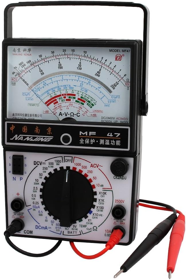 AC DC gauge Volt Current Resistance Testing Multimeter Multitester Black w Test Leads