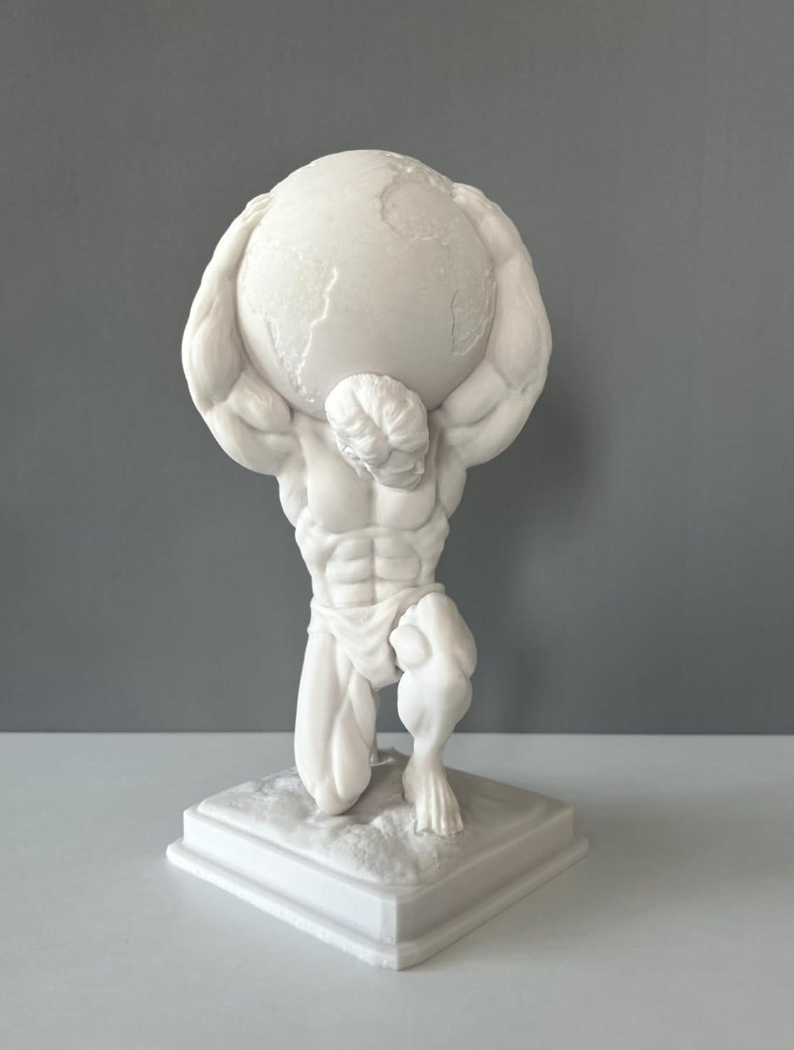 Generic Atlas Bust Statue, 12in White Resin Greek Mythology Bust Sculpture Decor
