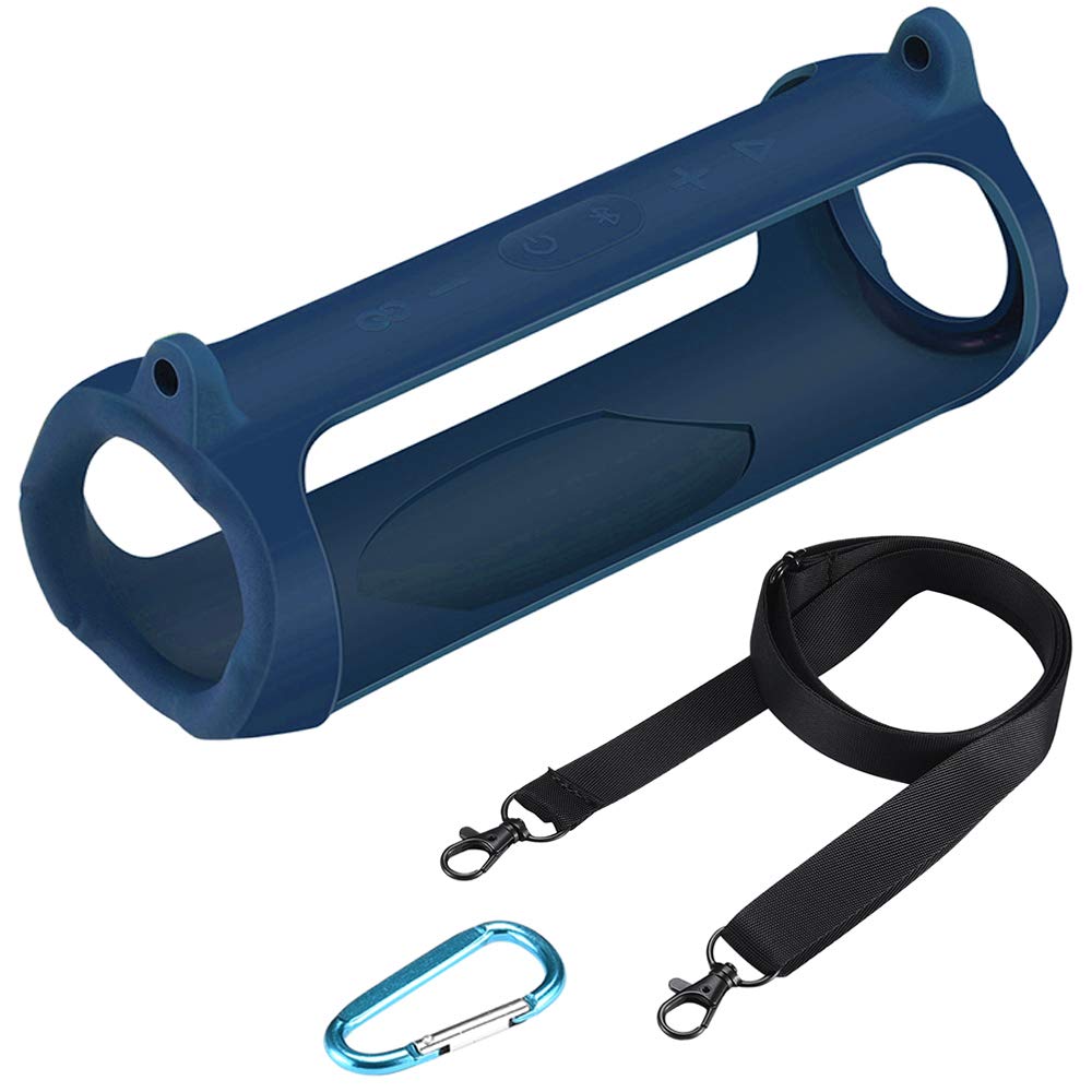 Seracle Flexible Carrying Case Protect Pouch Sleeve Protector Cover Travelling Case for JBL Charge 5 Waterproof Bluetooth Speaker (Blue)