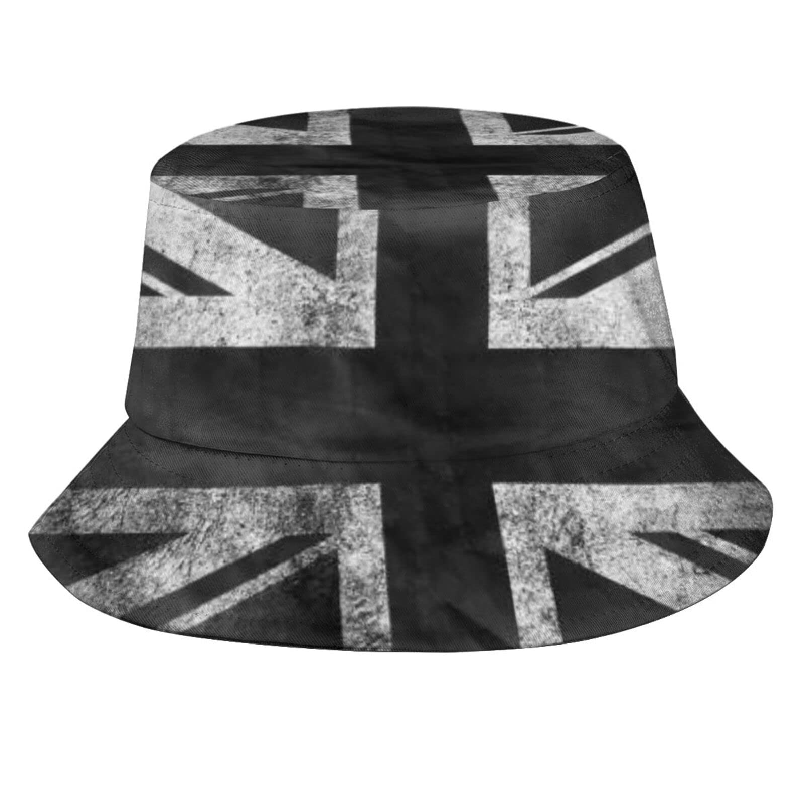 Lawenp Unisex As Pic Bucket Cap,Old Stained Dirty Union Jack British Flag Bucket Hat Black And White Bucket Hat Fisherman Hat Sun Hat For Women Men