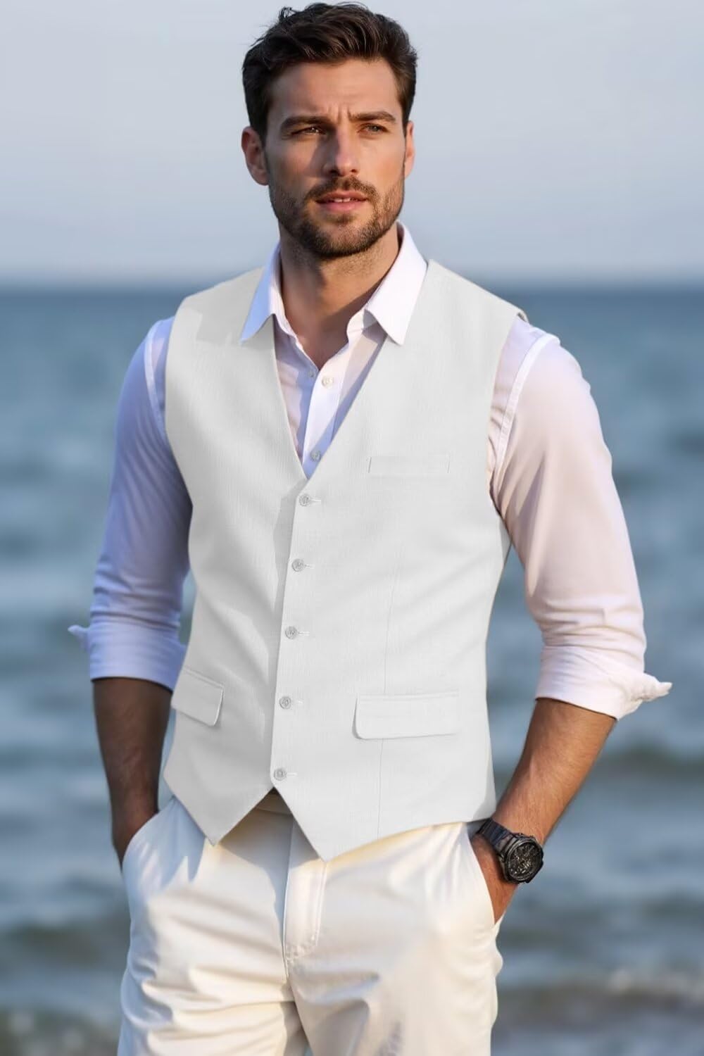 Gilet estivo da uomo, vestibilità normale, classico, per matrimoni e feste