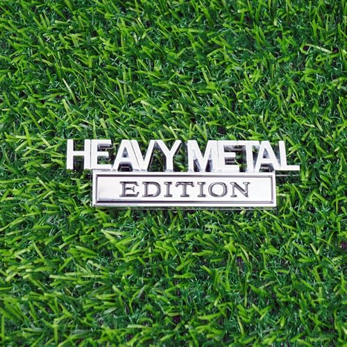 Image of Pair Set Heavy Metal Edition Emblem 3D Fender Badge Decal Sticker Nameplate for Universal Vehicle, Car, Truck, SUV Motorcycle Accessories (Silver Black)