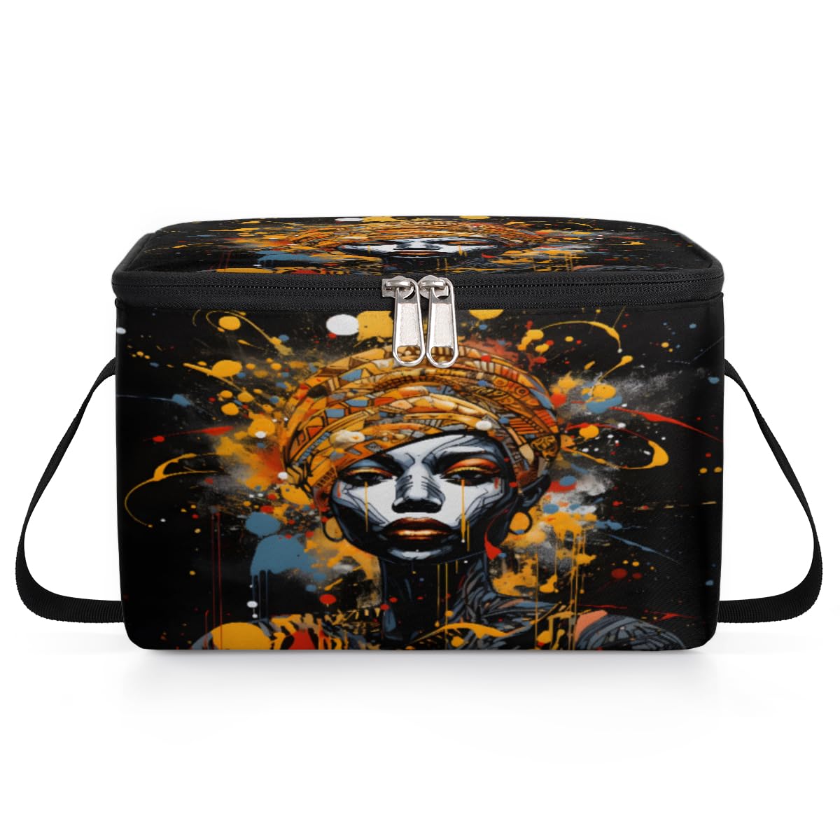 GzLeyigou Ethic Woman Lunch Bags for Women Men 9 Cans, Hot & Cold Food Delivery Bag Insulated Grocery Bag Insulated Lunch Box Woman Cooler Bag for Office Work Picnic Beach