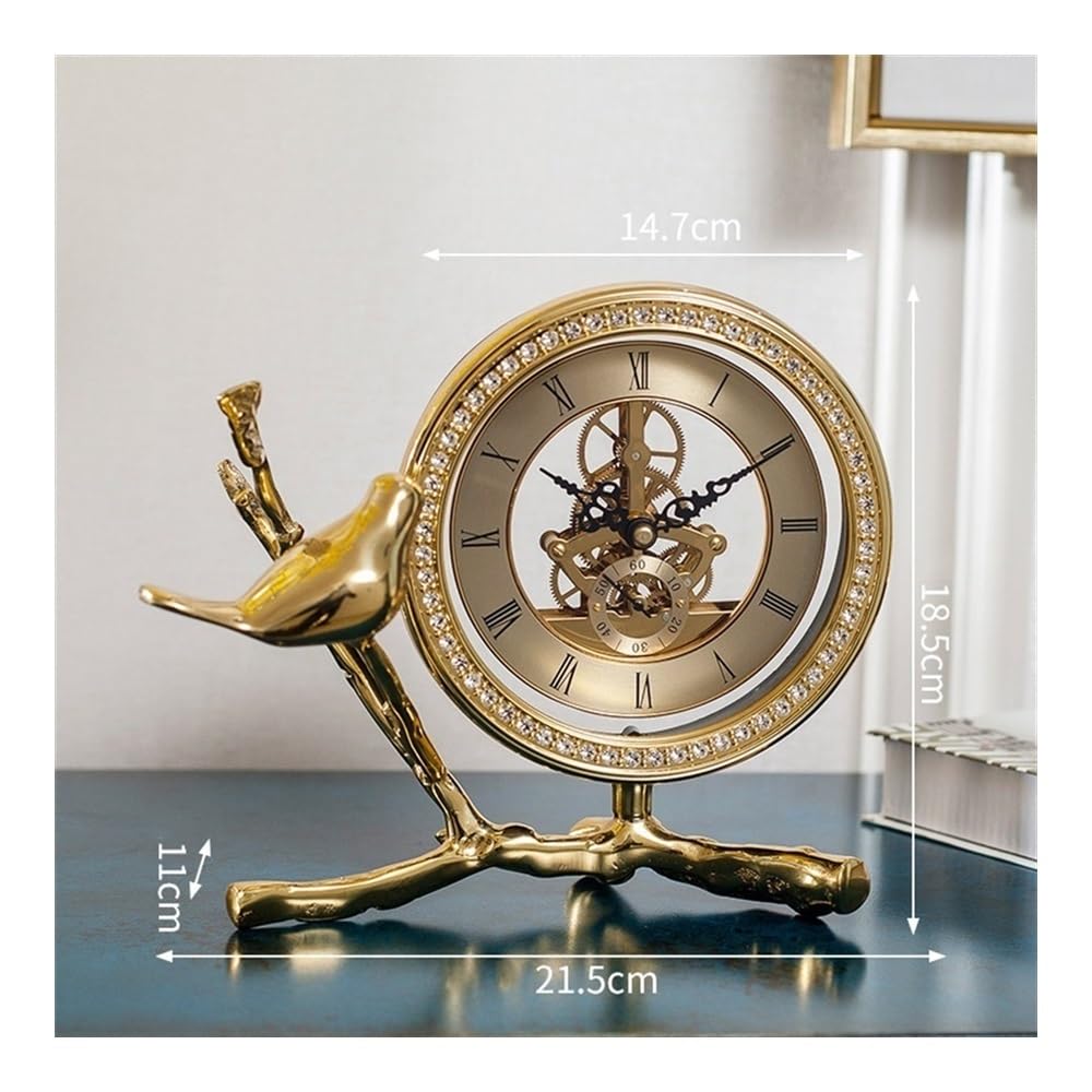 Wecker, Schreibtischuhr, geräuschlos, Kupfer, Retro, 18,5 x 21, cm, for Wohnzimmer, Schlafzimmer, Büro