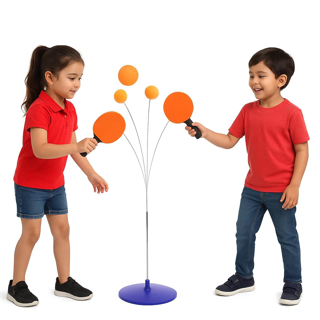 Table Tennis Kit for Kids & Beginners | 2 Lightweight Ping Pong Rackets with 2 Balls | Indoor Outdoor Sports Game Set for Boys, Girls & Family Fun (Multi-Color)-image-30