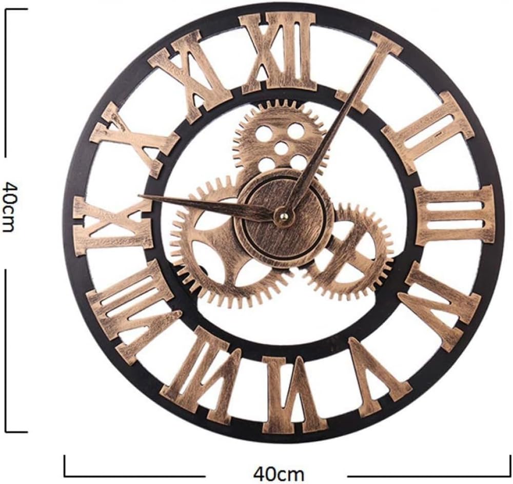 Reloj de pared grande de estilo industrial vintage, reloj de pared con diseño moderno 3D