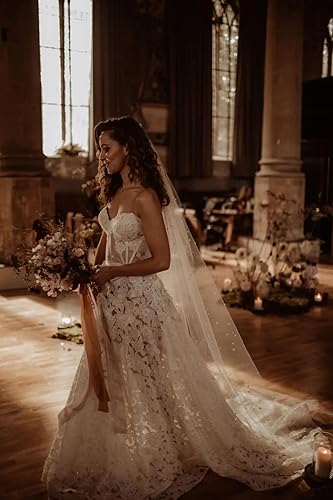 Miniatura 8 de Passat Rhinestones Bridal Veil Crystal Cathedral Wedding Veil Beaded Veil For Brides Bachelorette Party Crystals Bridal Veil