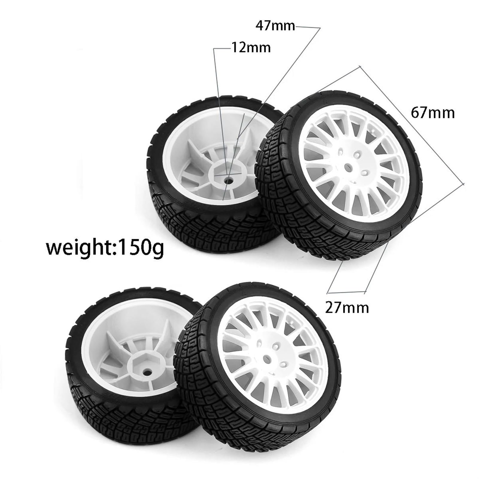 Compatible con Tamiya para TT01 TT02 XV01 TA06 PTG-2 WR8 Piezas De Coche 4 Unids/Set 1/10 para Neumáticos Carreras En Rueda Carretera
