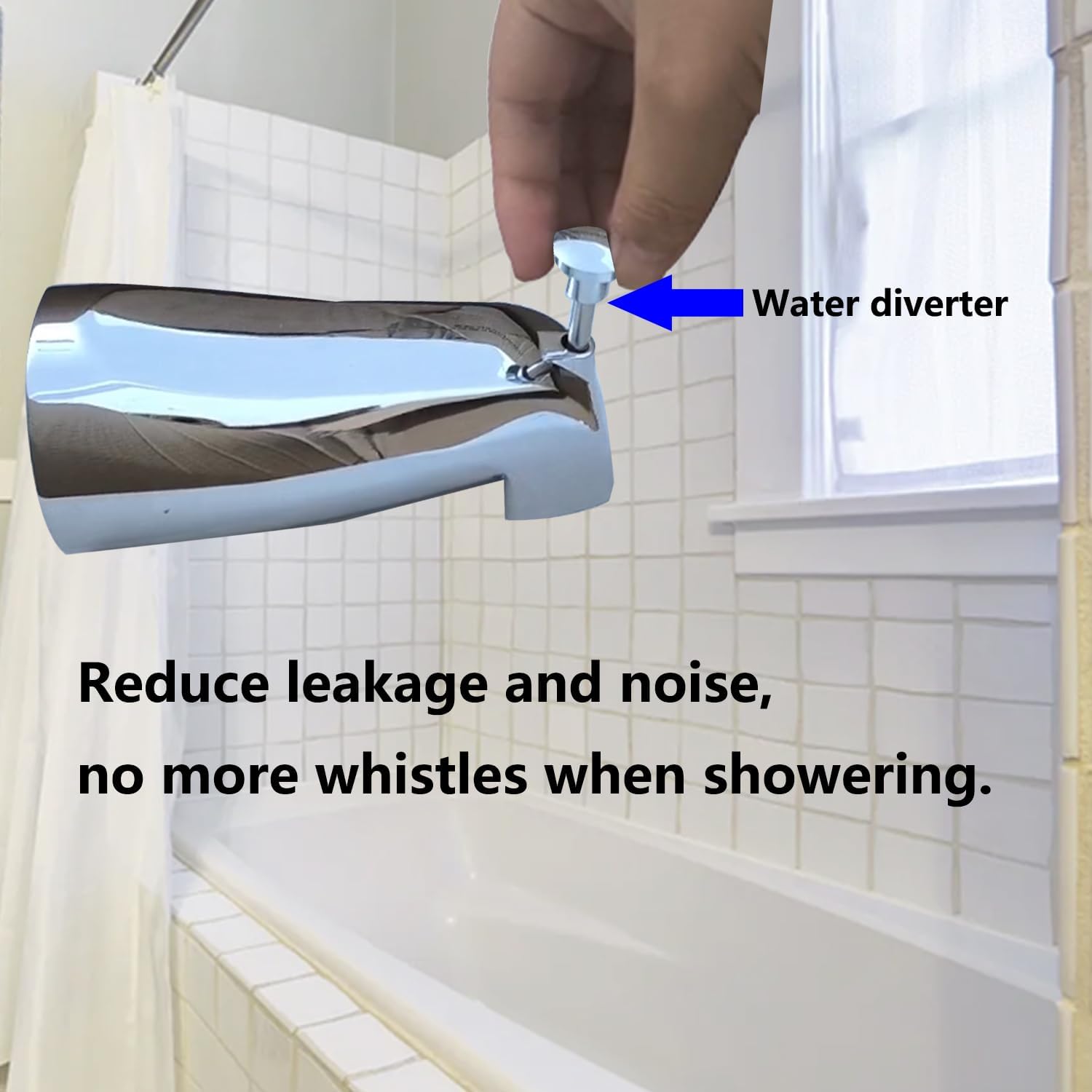 Slip on Tub Spout with Diverter, Metal Bathtub Faucet Chrome, Bathroom Push On Tub Spigot, Fits 1/2" Copper Pipe(5/8" OD), Sandpaper and Hex Wrench Included