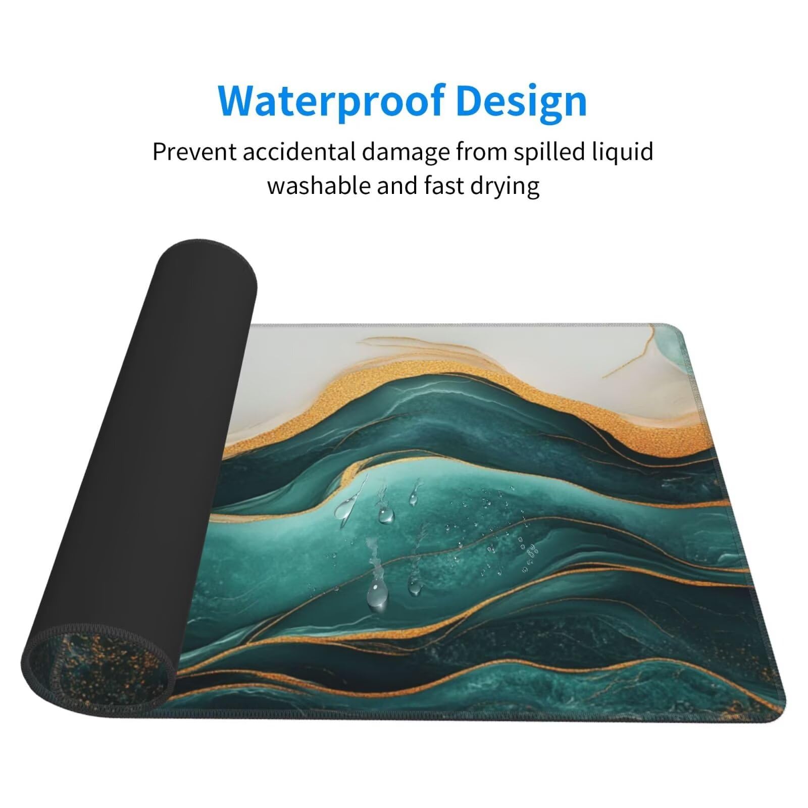 Gaming Mauspad XXL,900 x 500 x 3mm Mousepad Verlängertes Groß Mauspad Schreibtischauflage,Genähte Kanten rutschfeste Gummibasis,Verbessert Präzision und Geschwindigkeit Home Office Weiß Grün L-3484