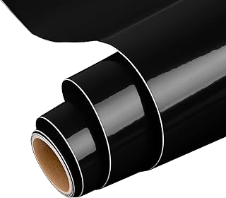 Permanent Vinyl for Cricut, 12' x 5 Ft Black Permanent Vinyl Roll for Cricut, Silhouette & Cameo, Vinyl for Mug, Cup, Window & Home Decal, and other DIY projects