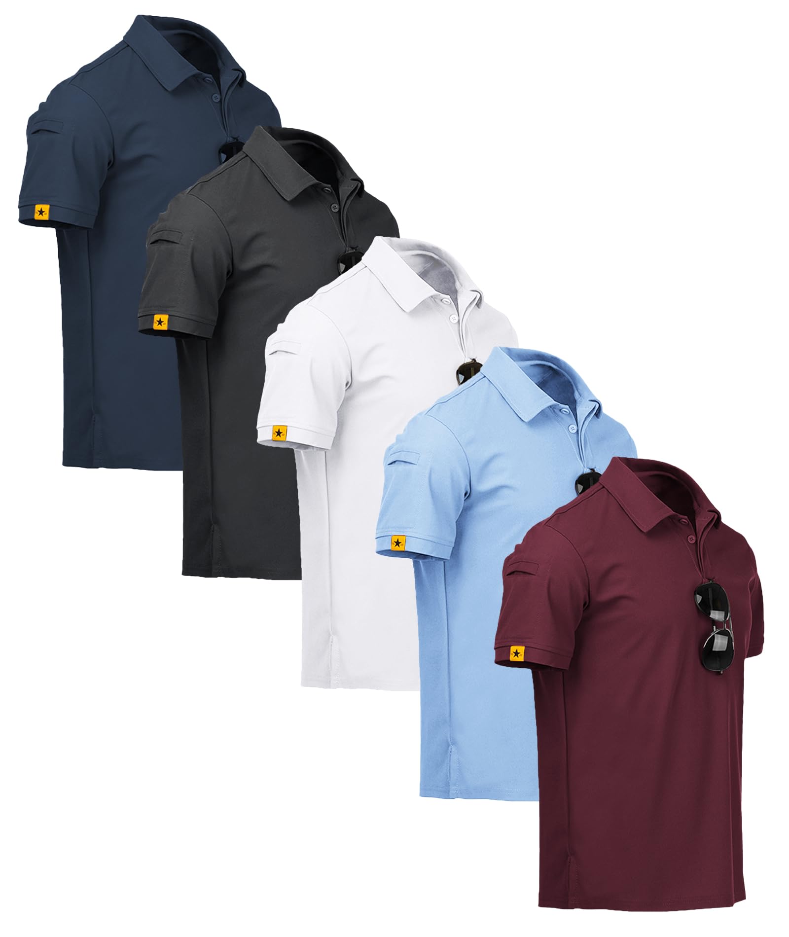 ZITY 5 Pack Polo Uomo Manica Corta Maglietta Traspirante ad Asciugatura Rapida Uomo Polo Estate Camicia Sportiva Camicia da Golf Regular Fit Polo Uomo