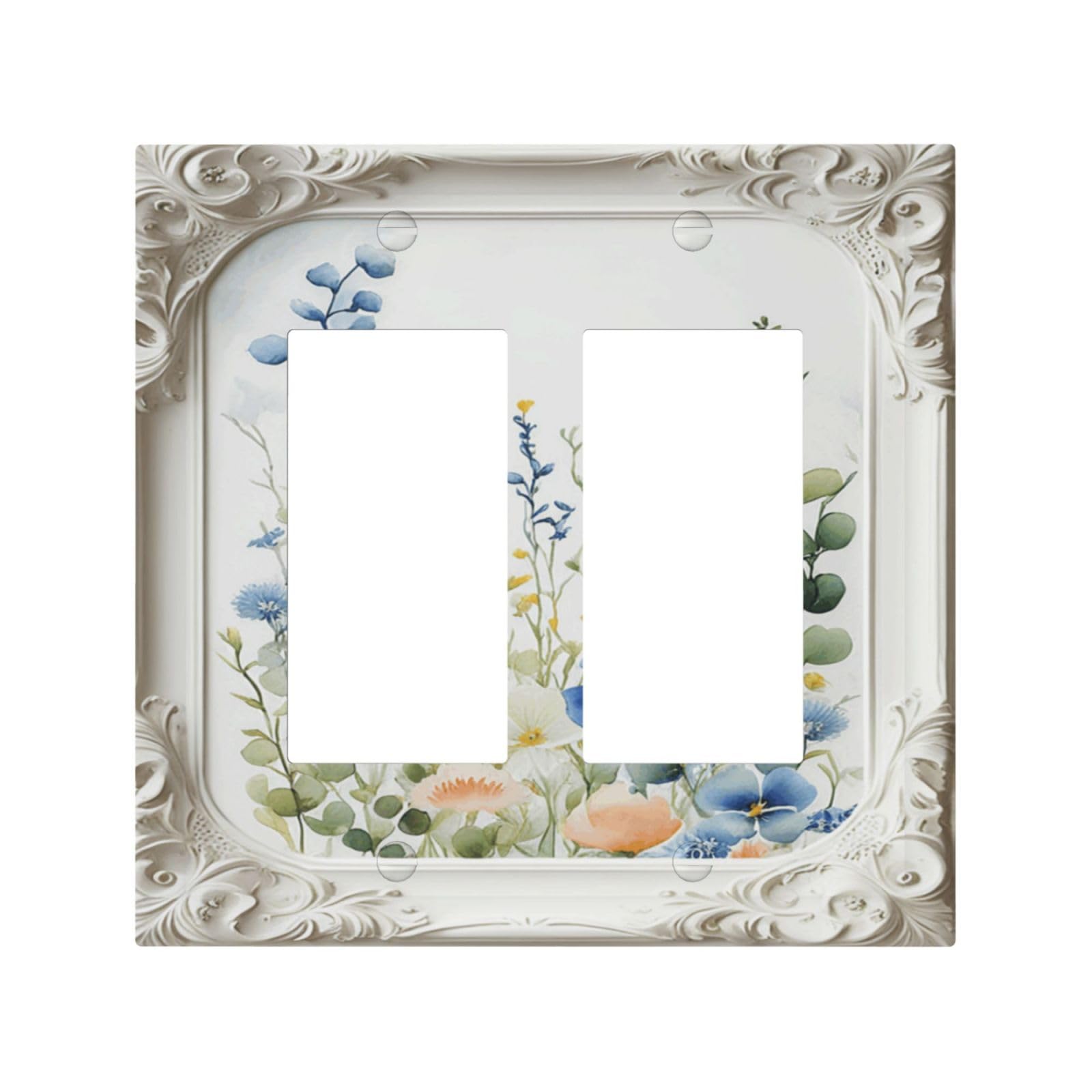 Placa de pared para decoración del hogar con marco floral para interruptor de luz doble