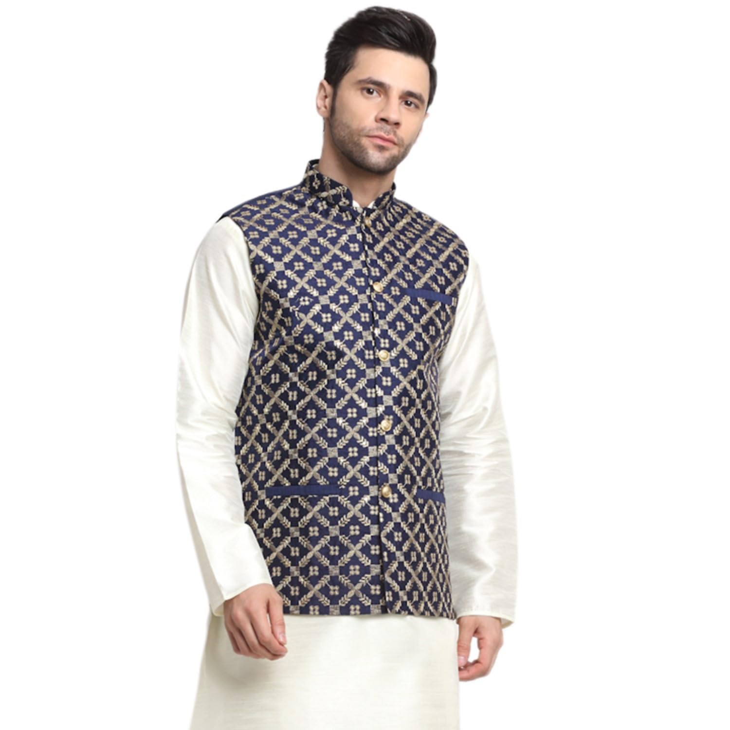 Men's Silk Embroided Zari Nehru Jacket Only