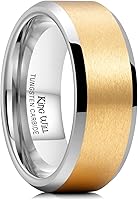 KingWill Tungsten Carbide Wedding Band - Matte Polished Unisex Beveled Edge Ring Size 9 in Silver/Black/Blue/Rose Gold/Gold/Purple