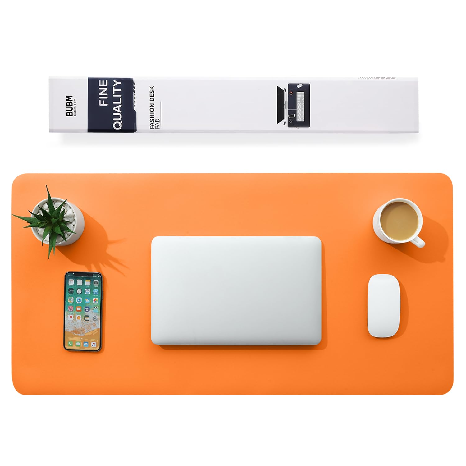 BUBM Tappetino multifunzionale per ufficio 80x40 cm sottomano scrivania impermeabile pelle PU mousepad ultrasottile antiscivolo Arancione