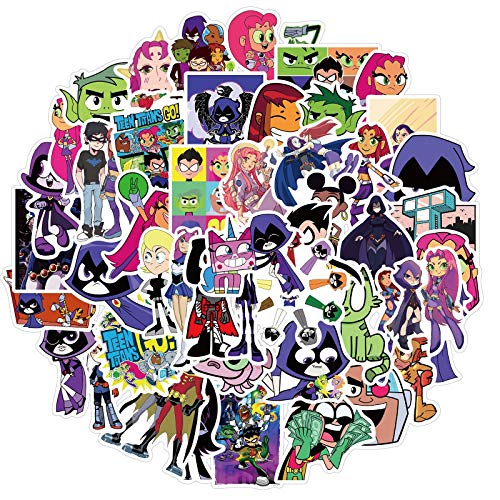Cartoon Laptop Stickers for Kids Teen, Cool Waterproof Vinyl Decal for Water Bottle Luggage Phone Guitar Computer Bike Skateboard (Teen Titans)