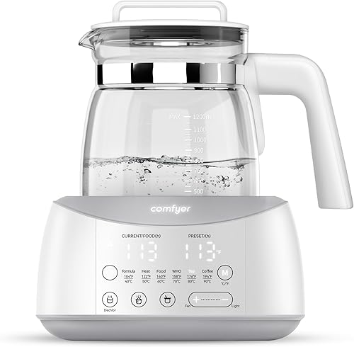 Comfyer Hervidor de agua eléctrico inteligente con termostato, tetera de café, caldera de agua caliente de 1.2 L, apagado automático 72 horas de