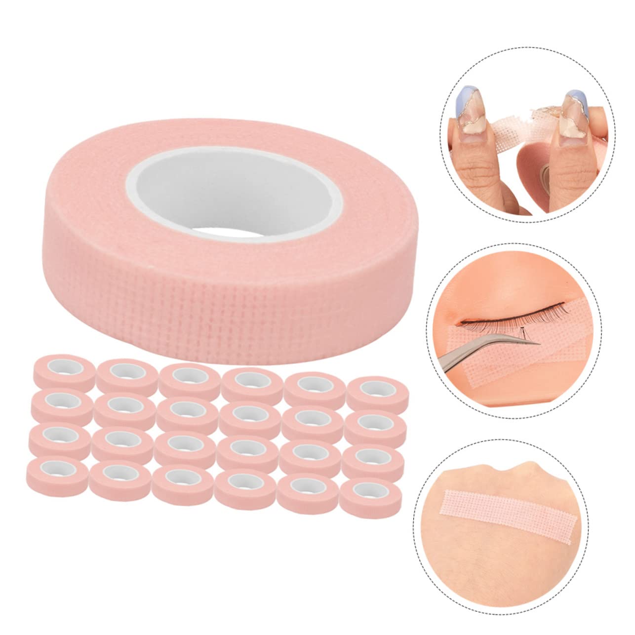 Cintas para Pestañas Adhesivas de Aislamiento 30 Unidades 1,25 Cm Transpirable Rosa para Extensiones y Maquillaje Profesional de Ojos