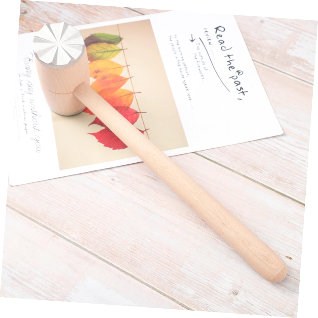MUCKLILY 1Pc Double Sided Meat Mallet Wooden Tenderizer for All Meats Ergonomic Handle for Use Kitchen Tool for Beef Pork Poultry and More