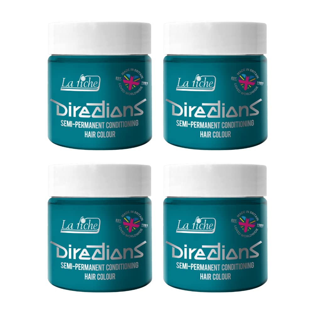 4x La Riche Directions Semi-Permanent Hair Color 100ml Tub - Turquoise