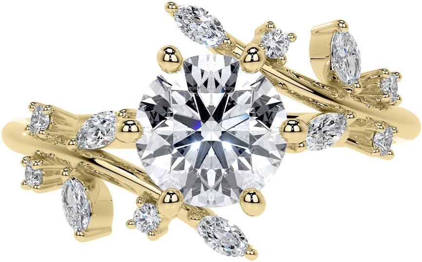 1.29-3.29 Carat Round Cut Moissanite/Lab Grown Diamond Bypass Engagement Ring Diamond Wedding Ring for Women in 925 Sterling Silver/10K/14K/18K Solid Gold