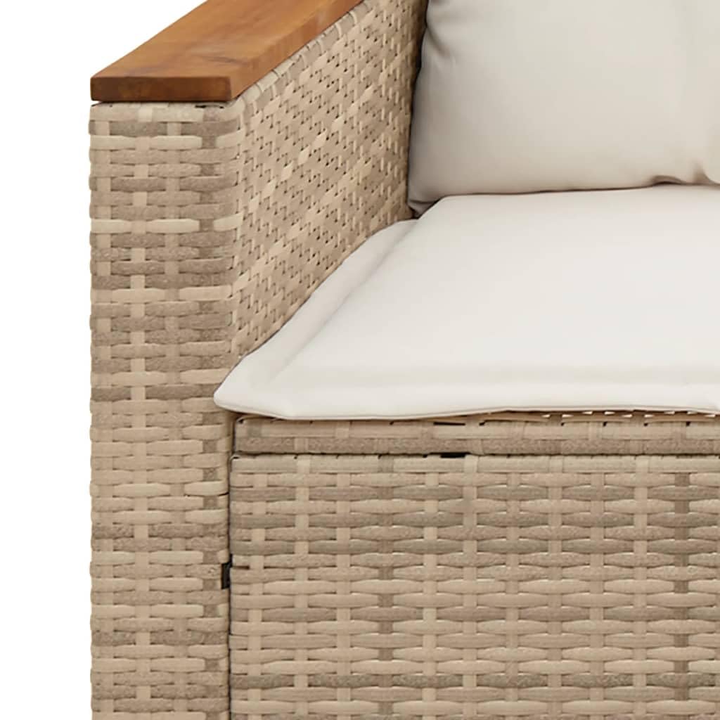 vidaXL Sofá de Jardín de 3 Plazas con Cojines, Asiento Exterior, Sofá Descanso, Mueble para Patio Terraza Balcón, Ratán Sintético Beige