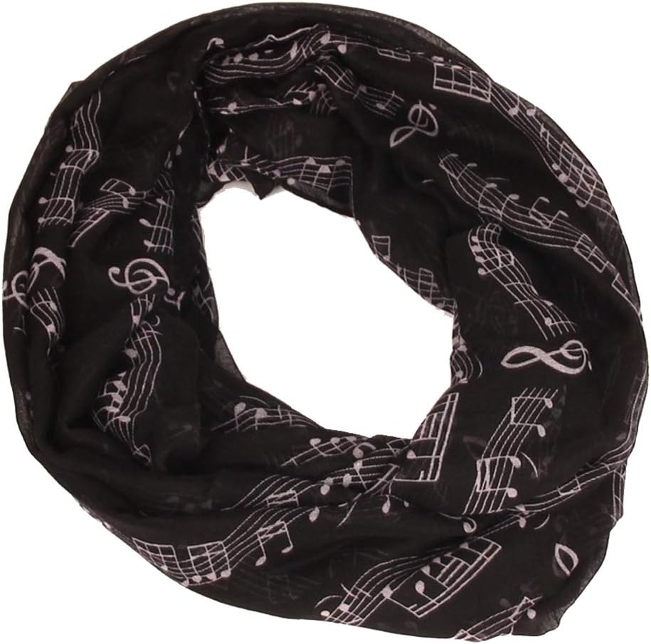 Écharpe Légère Pour Femme à Motifs Notes De Musique – Col Infini, 180 X 90 Cm, Polyvalente