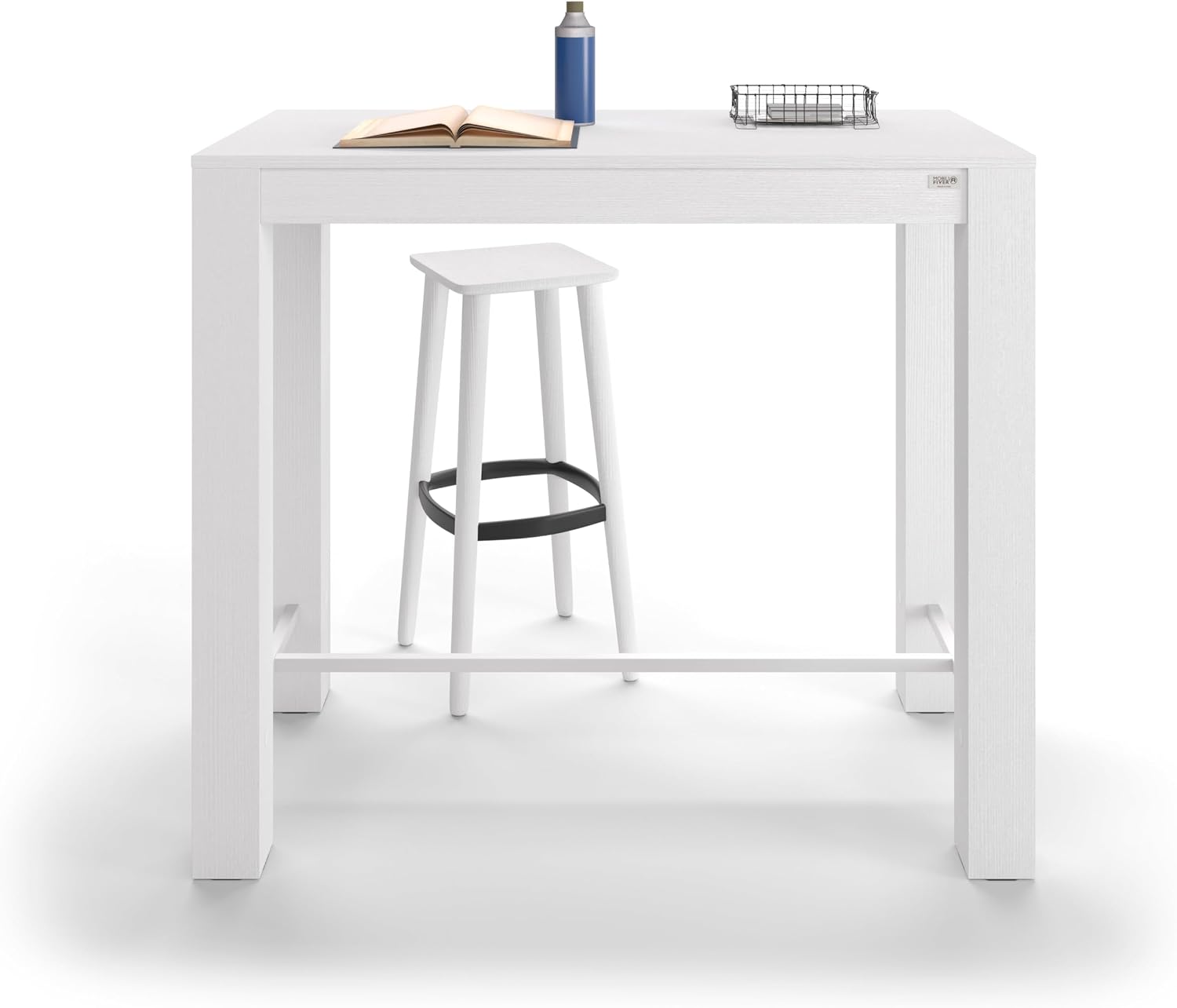 Mobili Fiver, Rachele High Bar Table 47.2 x 23.6 in, Ashwood White, Made in Italy