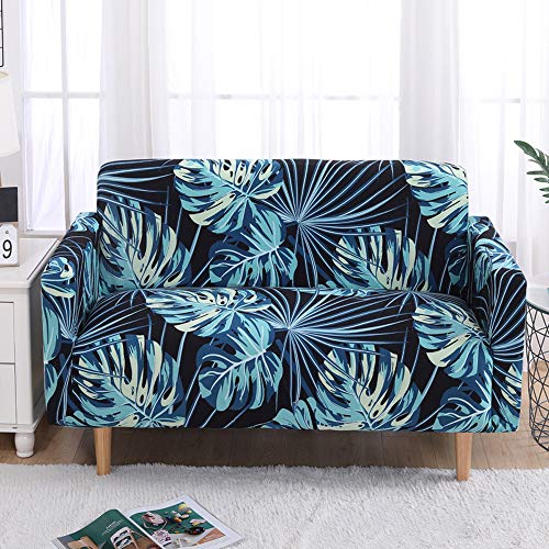 Printed Loveseat Slipcover Blue Sofa Slipcover for Home Decor Stretch Couch Cover Furniture Cover Tropical Palm Monstera Leaves Printed Sofa Protector 1-Piece Anti-Scratch Sofa Couch Cover