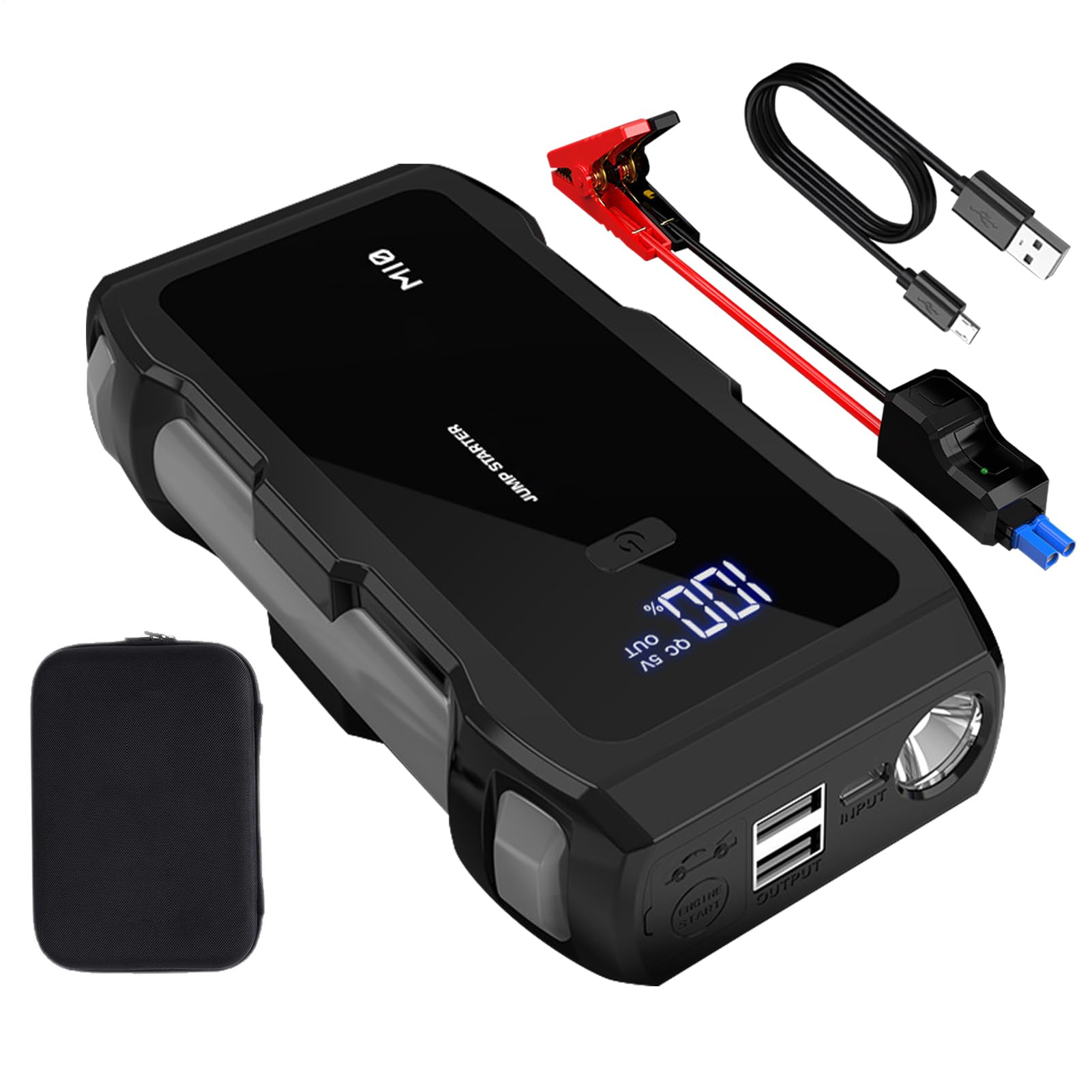 Avviatore Di Emergenza Per Batteria Auto - 8000A 12V Con Ricarica Rapida USB,Pacchetto di Avviamento per Batteria Auto | Per Berline, Camion, Motocicli, Barche, Motoslitte, Trattori