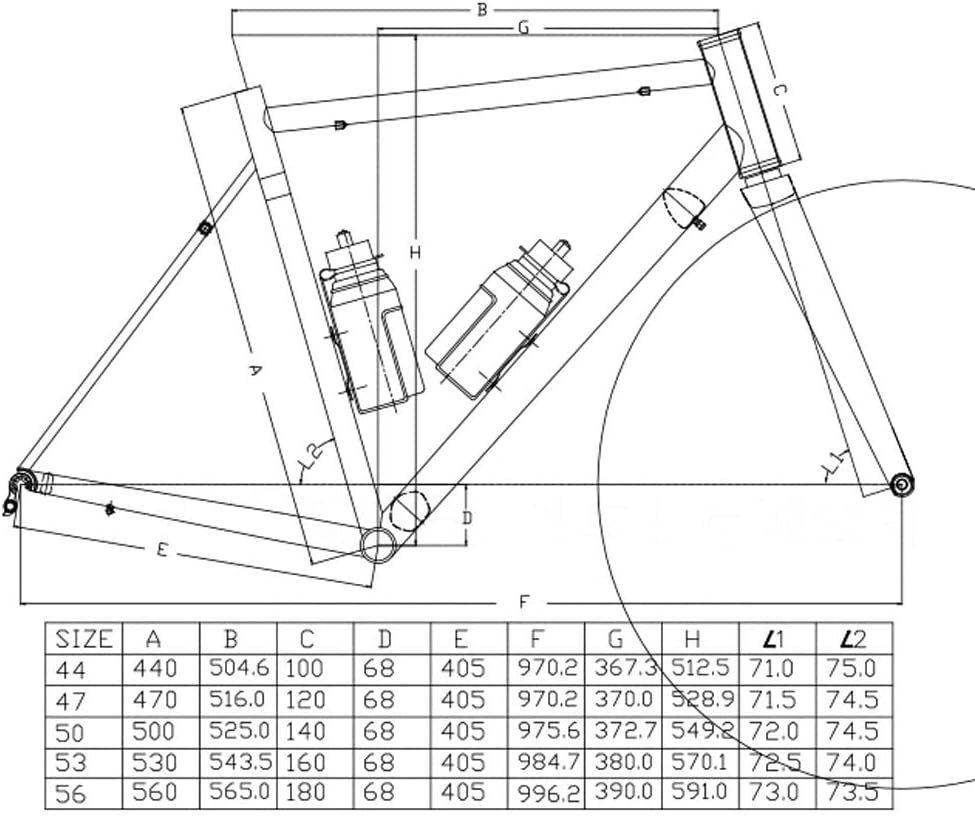 700c Road Bike Frameset Cr-Mo Steel Rim Brake Frame 44/47/50/53/56CM QR 100/130mm ， with Carbon Fork(56cm)