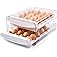 Zagtag® Egg Holder for Fridge, 2-Tier Stackable 40 Eggs Organizer Drawer for Refrigerator, Space-Saving Egg Container, C