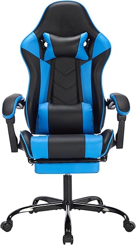 Sillas ergonómicas para juegos con reposapiés de 400 libras, silla giratoria de escritorio de oficina con respaldo alto y soporte lumbar de masaje,