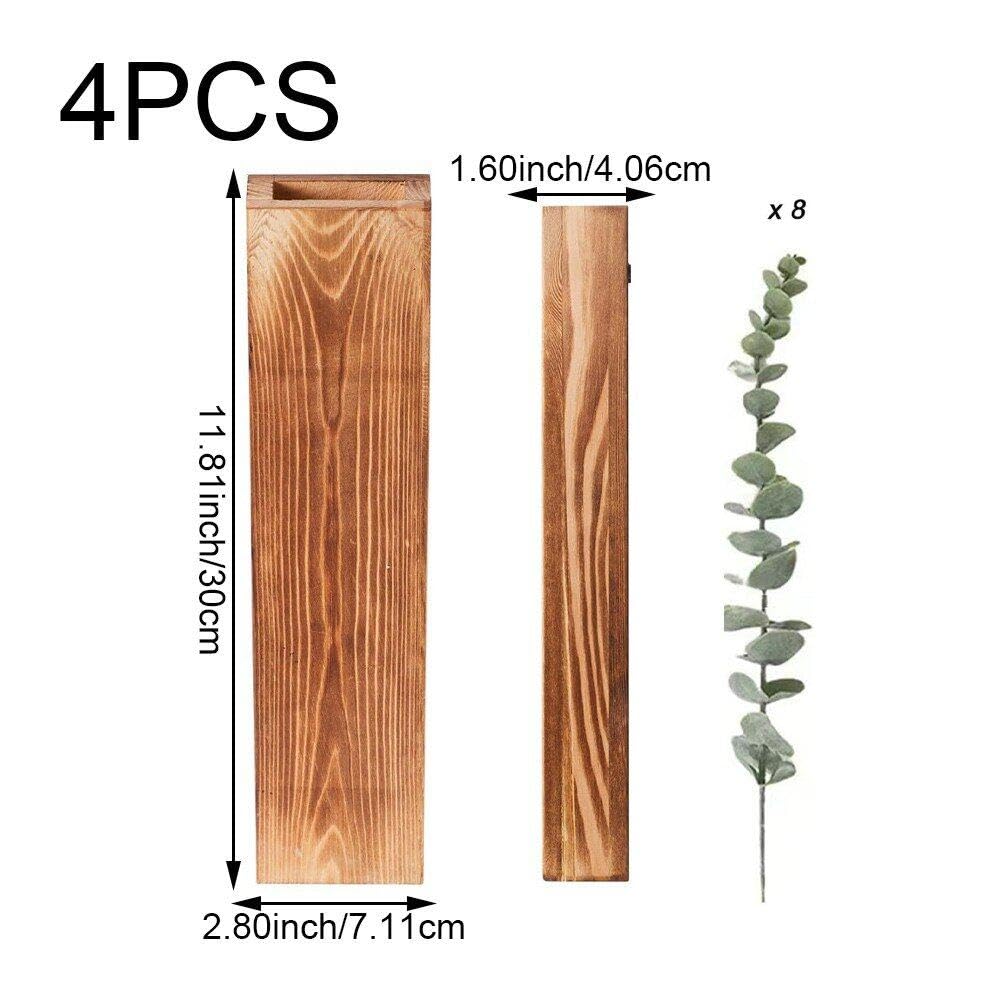 Wandpflanzgefäß Aus Holz, 4 Stück, Hängende Pflanzgefäße Aus Holz Für Trockenblumen Und Künstliches Grün, Zimmerpflanzenhalter, Wandvase Für Zuhause, Wohnzimmer, Dekoration