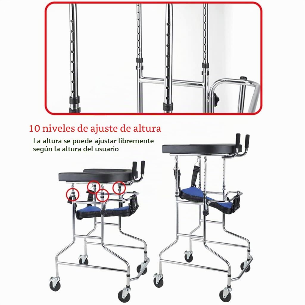 Andador Vertical, Andador con Ruedas para Adultos, Ayudas para Caminar De Altura Ajustable para Trabajo Pesado con 4 Ruedas Universales Bloqueables, (S : 100-125cm-A)