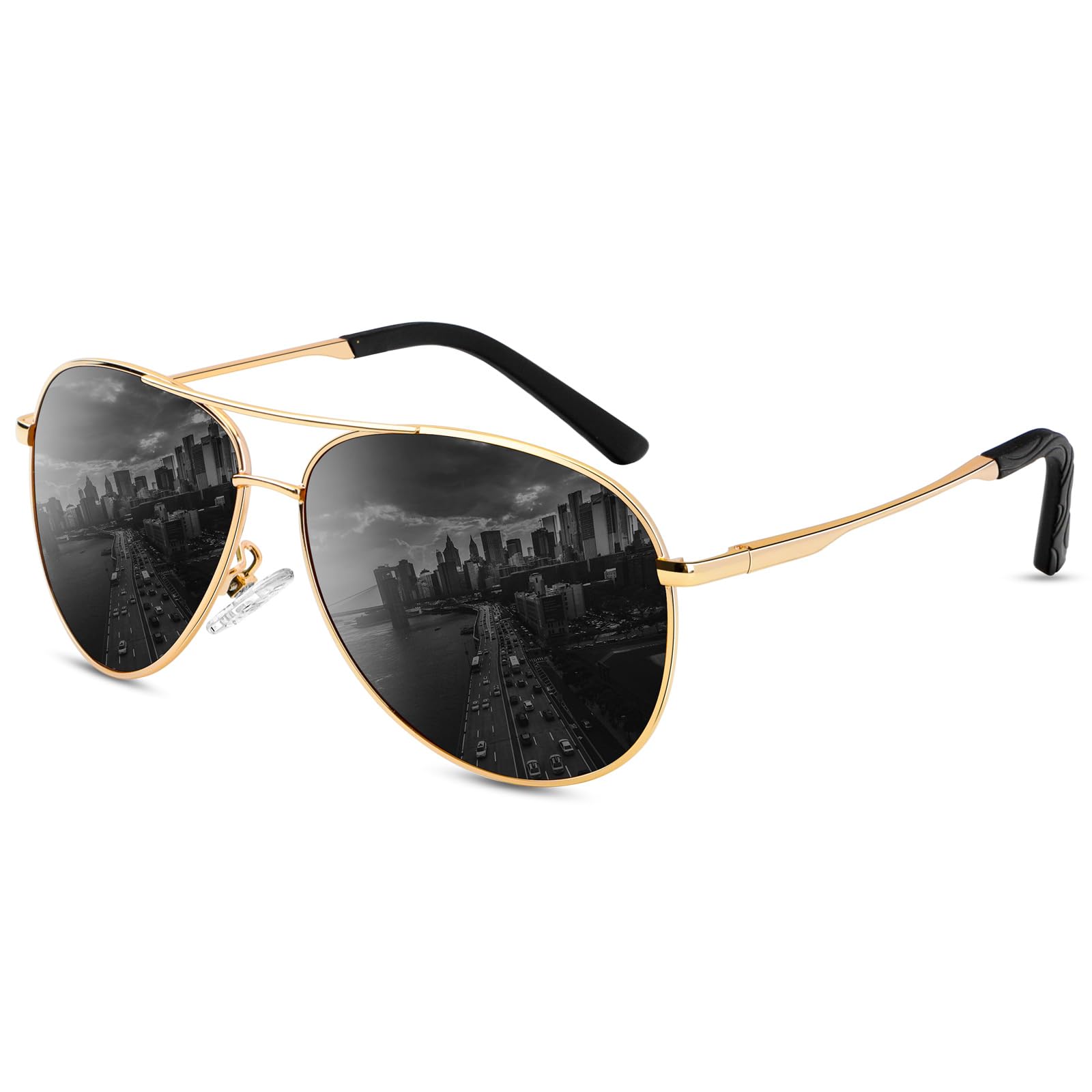 ANYLUV Mens Sunglasses Polarised Upgraded Pilot Sunglasses for Men Women Classic Style Sun Glasses UV Protection with Metal Frame Spring Hinge for Driving
