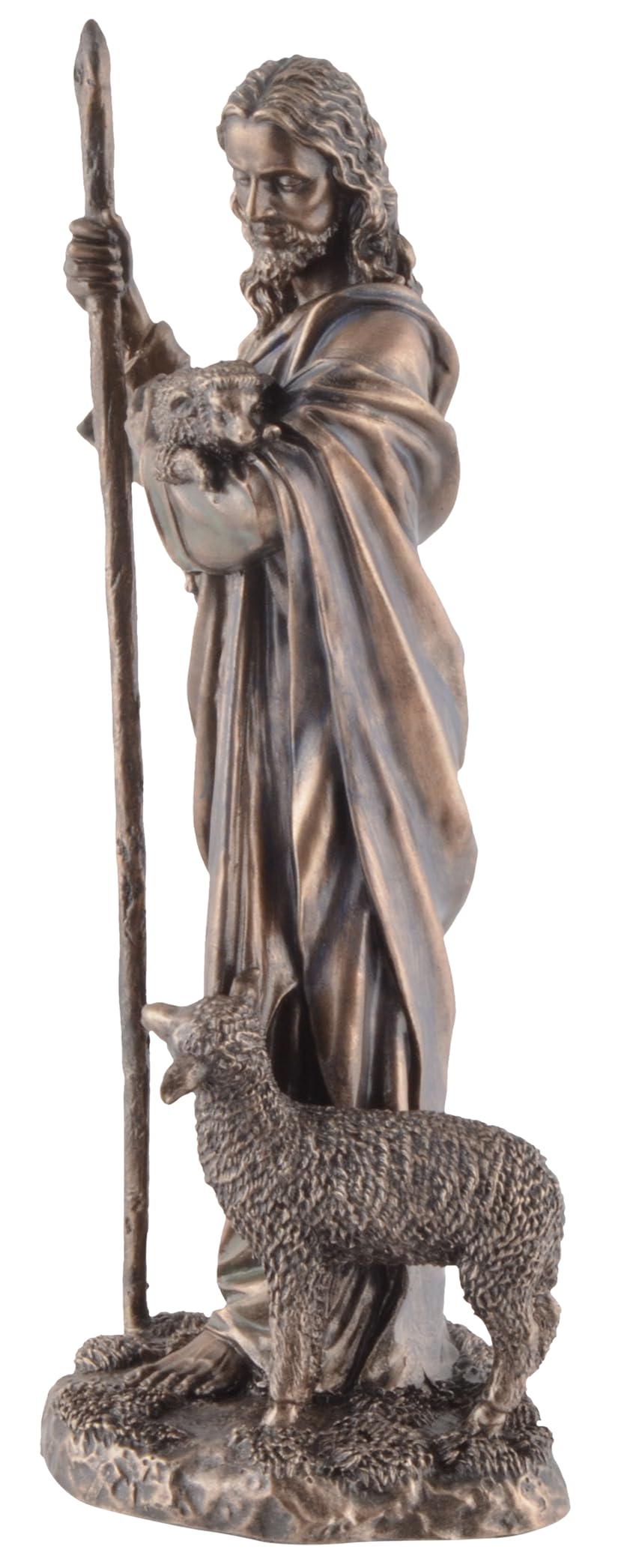 Jesus als guter Hirte, aus Kunststein, von Hand bronziert und coloriert, Veronese Kollektion,708-78276