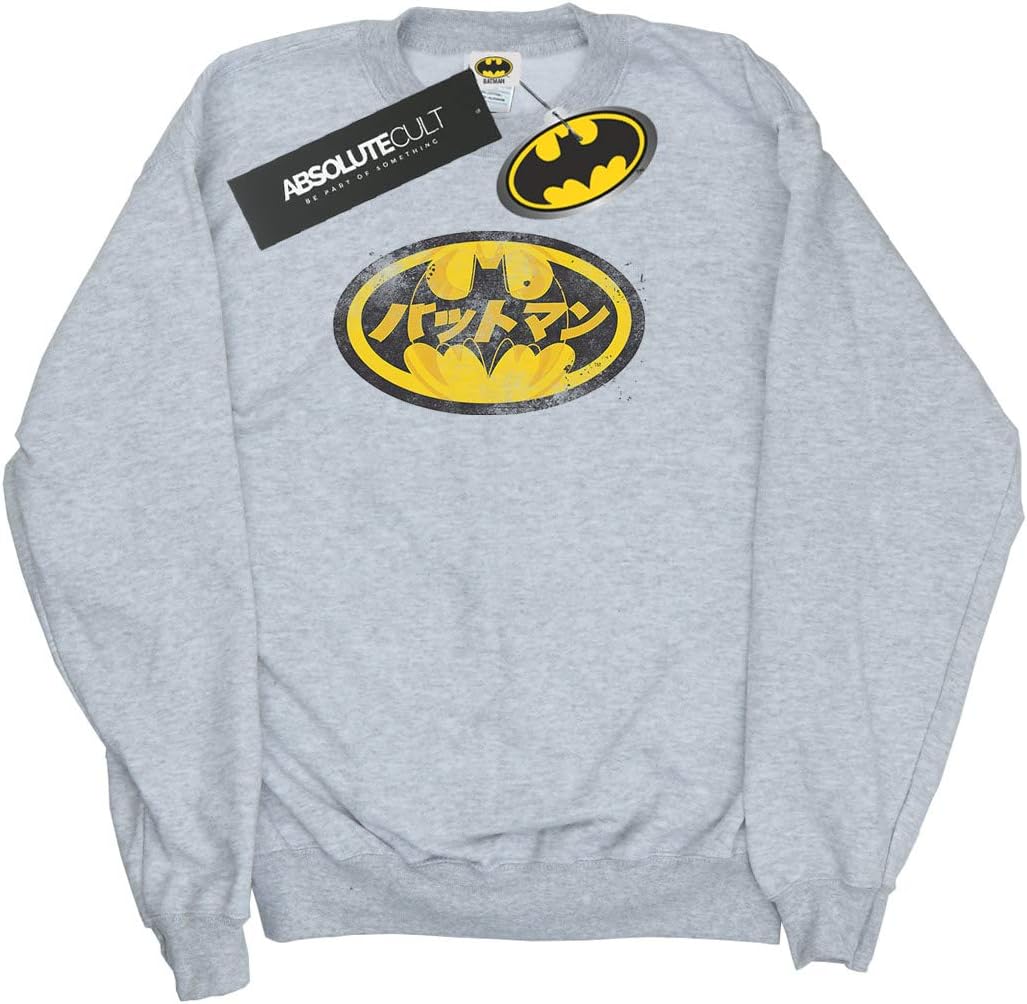 DC Comics Boys Batman Japanese Logo Yellow Sweatshirt Sport Grey 5-6 Years