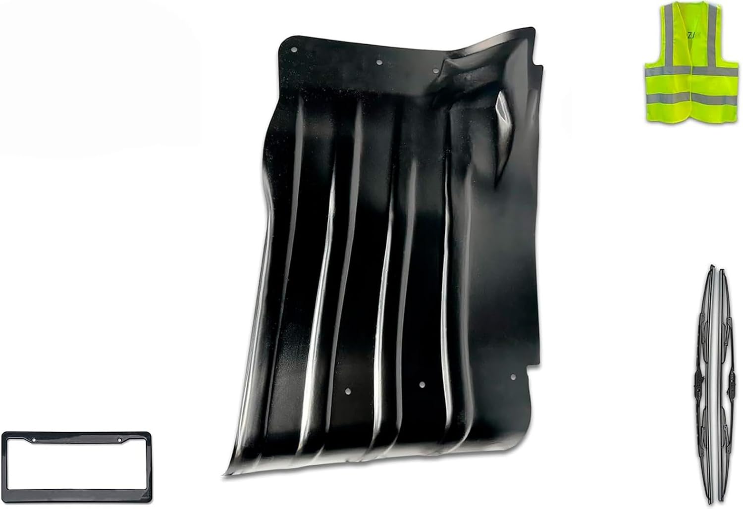 KOZAK Front Mudflap Splash Shield N76-1047-100 Compatible with Kenworth T680 Next Gen 2022+, Left Driver Side, Includes Logo, 2X 22 Windshield Wipers, and Reflective Vest
