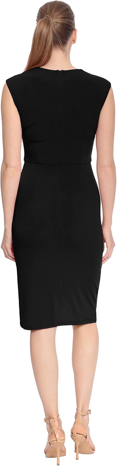 London Times Women's Asymmetrical Shirred Tulip Dress