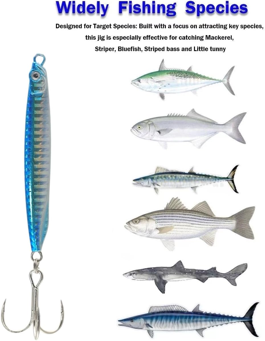 Saltwater Fishing Lures Fishing Jigs Fishing Spoons for Striped bass, Pompano, Spanish Mackerel ，Bluefish