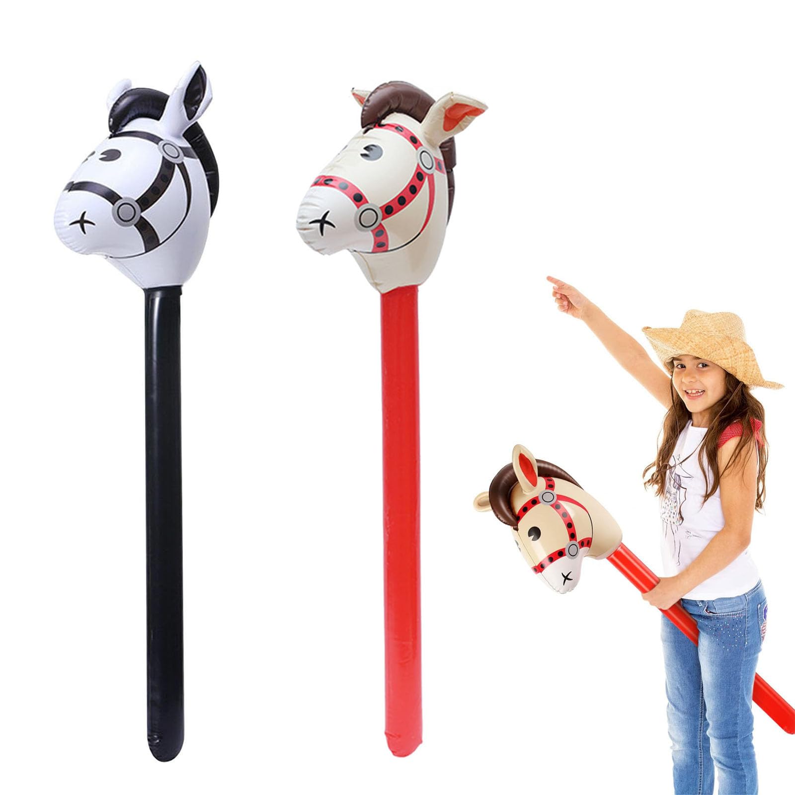 Aufblasbares Steckenpferd-Set (Beige+Schwarz)