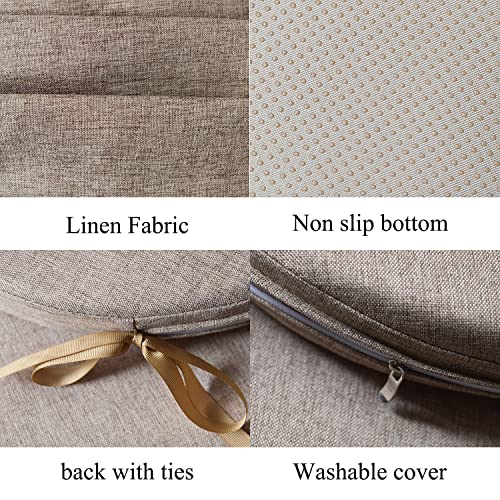 Micushion Chair Pads For Dining Chairs With Ties 18X18 Inch Non Slip Washable Seat Cushion With Zipper Indoor Chair Cushions For Kitchen Set Of 2, Khaki #TOP3