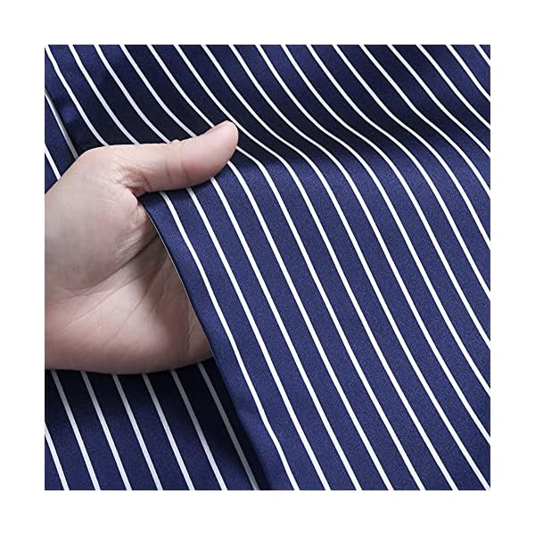 Lonxu Pajamas Set Mens Silk Satin Pajamas Long Sleeve Loungewear Two-Piece Sleepwear Button-Down Pj Set S-XXXXL, Navy Red, Large - Image 3