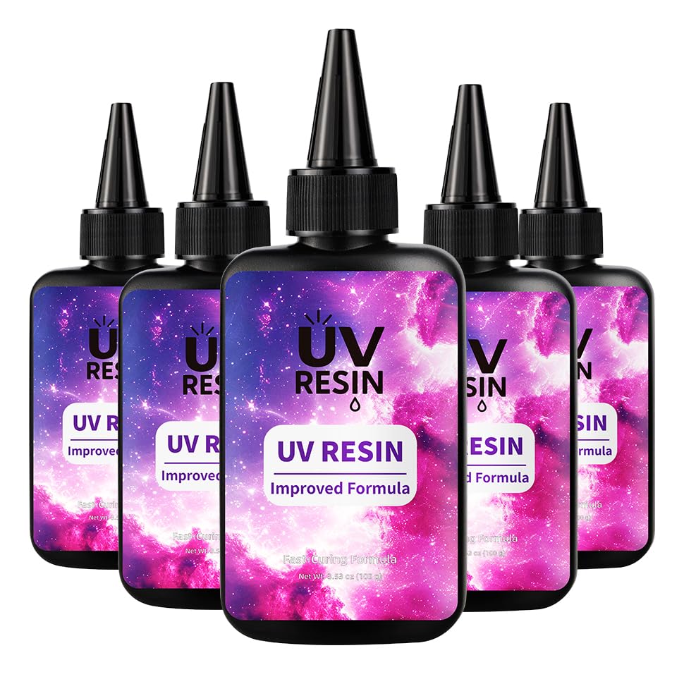 Crystal UV Resin, Clear Hard UV Epoxy Resin, Upgraded Formula, Fast Curing, Low Odor Transparent Glue for Jewelry Making, Craft Decoration, Keychain Making (500g)