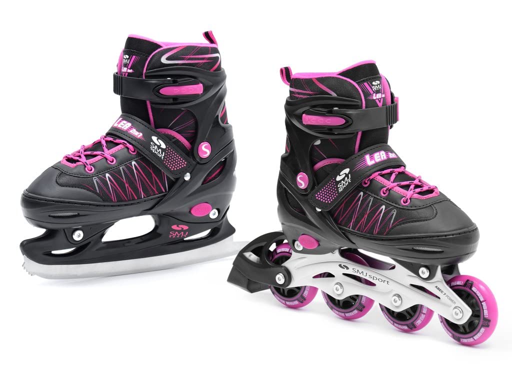 Pattini in linea 2 in 1 per bambini e bambine, regolabili, ABEC7 LEA